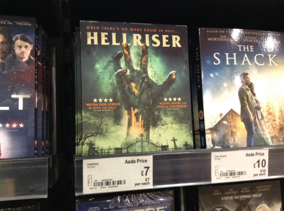 Hellriser DVD on shelves at Asda in Leicester